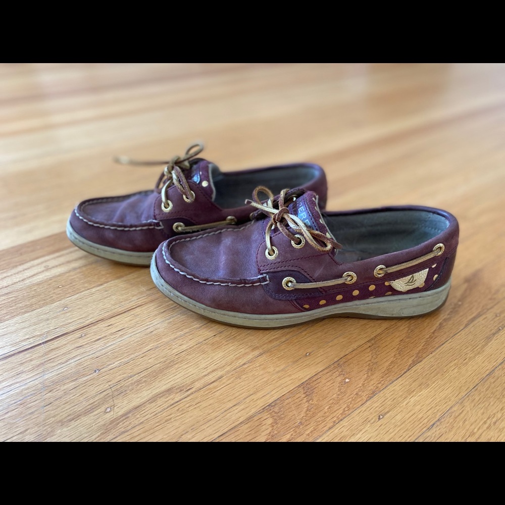 Women’s Maroon Gold Top-Sider Sperry Boat Shoes